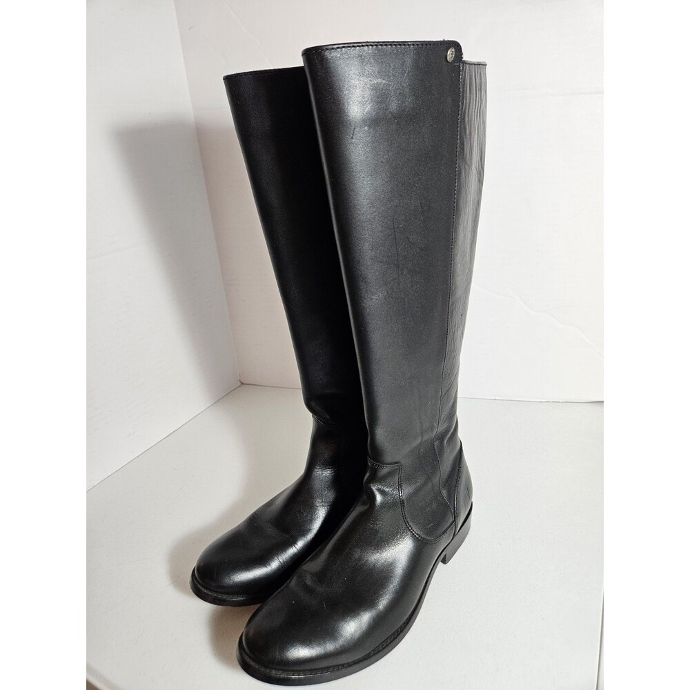 Frye Melissa Stud Riding Boots Womens Sz 7 Black Excellent Leather Back Zip Tall